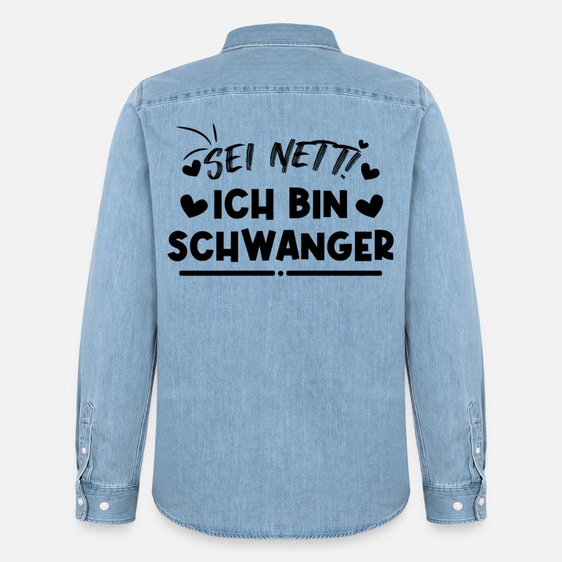 Schwanger Statement Herz Schwangerschaft Mutter - Männer Jeanshemd Organic von Stanley/Stella - verwaschenes Hellblau