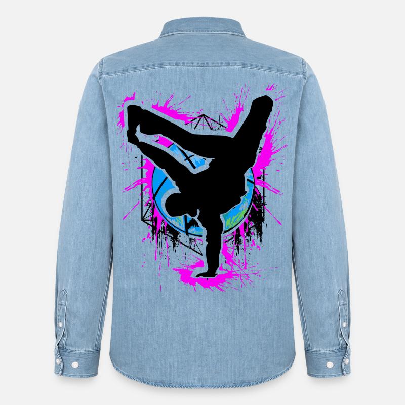 Breakdance - Breakdancer - Breakdancing - BBoy - Camicia in denim uomo bio di Stanley/Stella - azzurro chiaro slavato