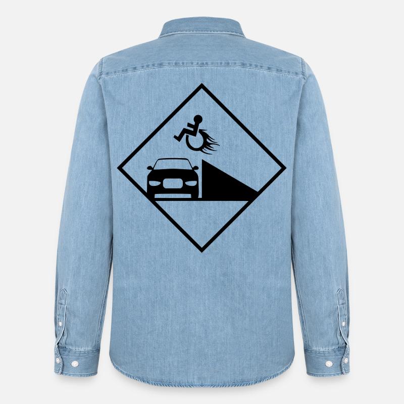 Rollstuhlfahrer springt über eine Rampe # - Männer Jeanshemd Organic von Stanley/Stella - verwaschenes Hellblau