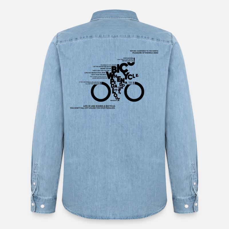 Bicycle Typodesign - Bici, Bicycle Love, Citazioni - Camicia in denim uomo bio di Stanley/Stella - azzurro chiaro slavato