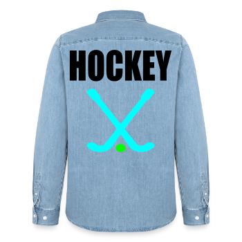 HOCKEY FELDHOCKEY - Männer Jeanshemd Organic von Stanley/Stella - verwaschenes Hellblau - Hinten - AI Model Male 185 light (185cm)