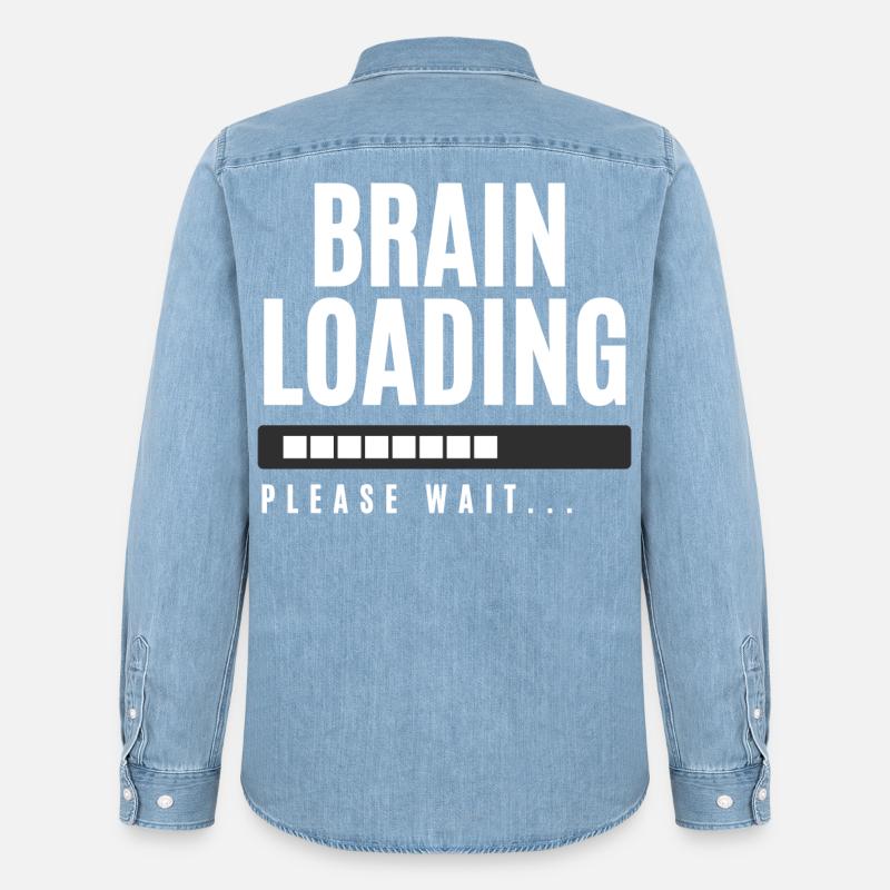 Brain Loading bitte warten - Männer Jeanshemd Organic von Stanley/Stella - verwaschenes Hellblau