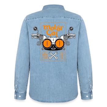 MOTORCAT 02 - Chemise en denim homme bio Stanley/Stella - bleu clair délavé - Dos - AI Model Male 185 light (185cm)
