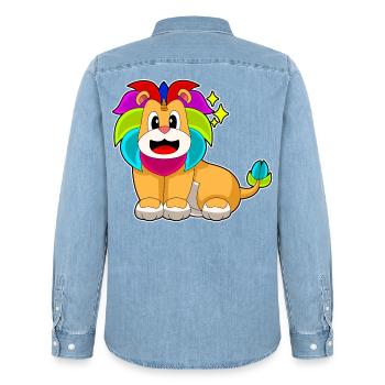Löwe Einhorn - Männer Jeanshemd Organic von Stanley/Stella - verwaschenes Hellblau - Hinten - AI Model Male 185 light (185cm)