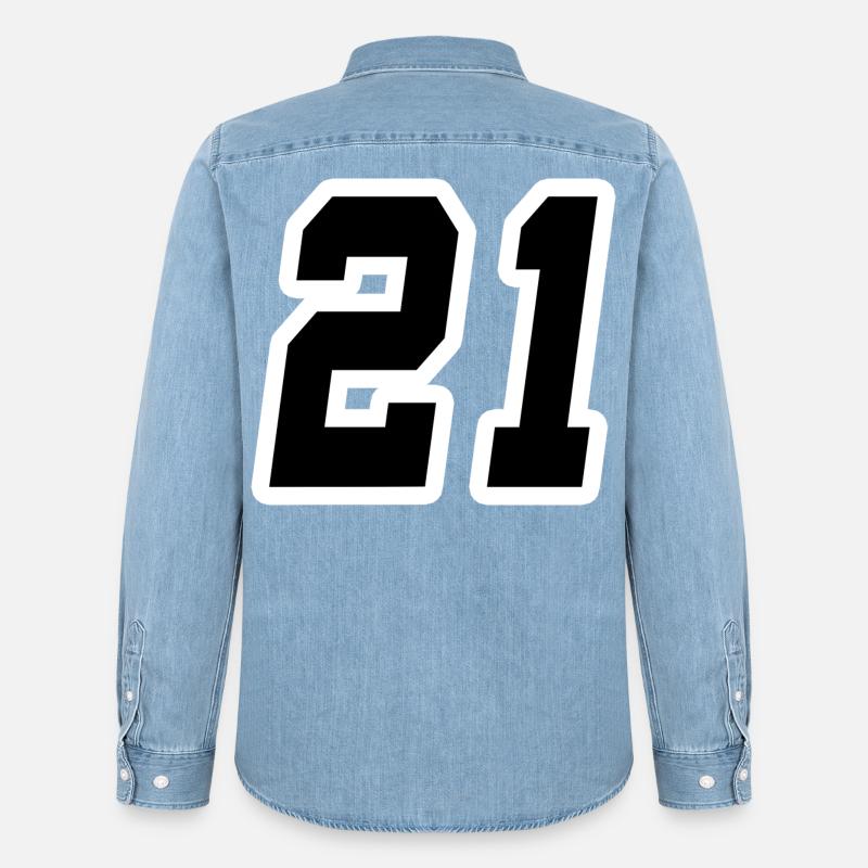 Nummer einundzwanzig 21 - Männer Jeanshemd Organic von Stanley/Stella - verwaschenes Hellblau