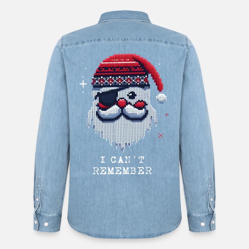 Weihnachtsmann mit Augenklappe Strickmuster - Männer Jeanshemd Organic von Stanley/Stella - verwaschenes Hellblau