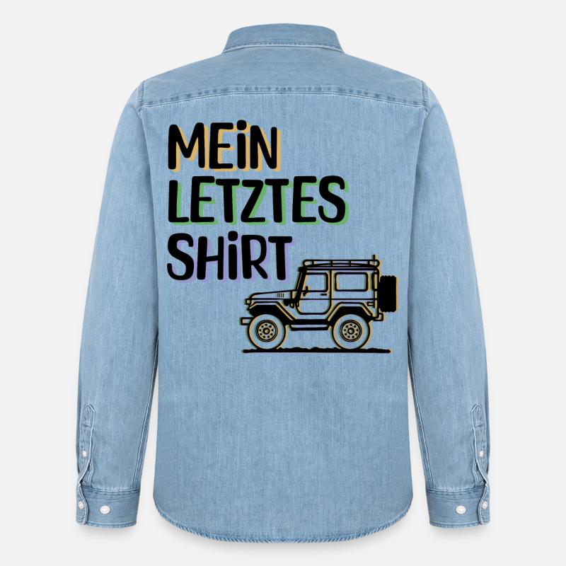 Wanderer Camping Statement Campingplatz Ferien - Männer Jeanshemd Organic von Stanley/Stella - verwaschenes Hellblau