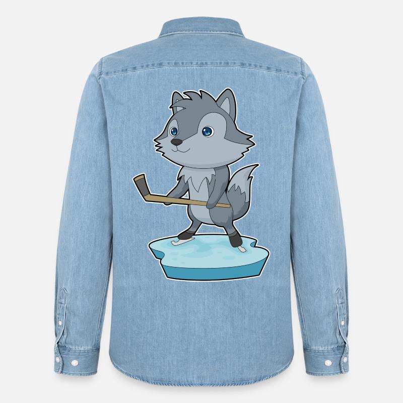 Wolf Eishockey Eishockeyschläger - Männer Jeanshemd Organic von Stanley/Stella - verwaschenes Hellblau