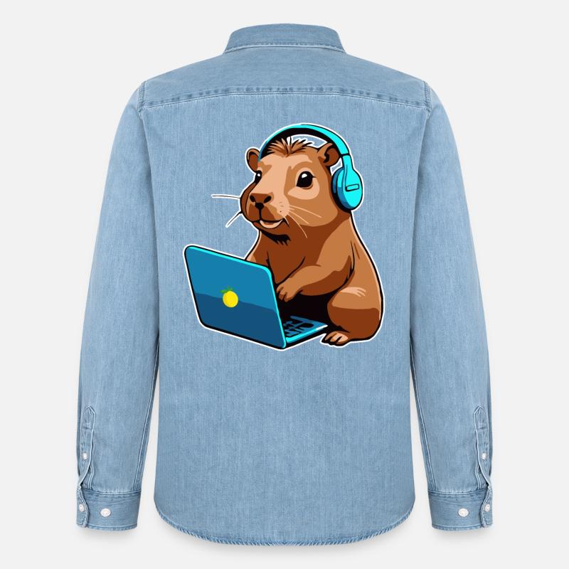 Capybara Programmierer Coder Computer - Männer Jeanshemd Organic von Stanley/Stella - verwaschenes Hellblau