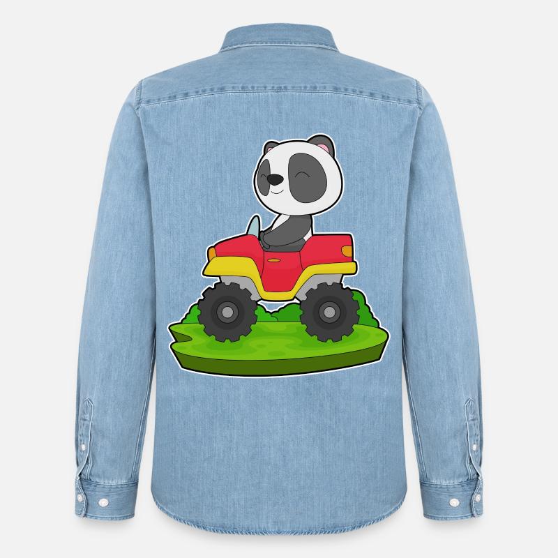 Panda Auto - Männer Jeanshemd Organic von Stanley/Stella - verwaschenes Hellblau