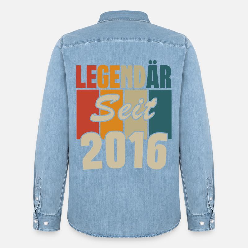 Legendär seit 2016 - Männer Jeanshemd Organic von Stanley/Stella - verwaschenes Hellblau