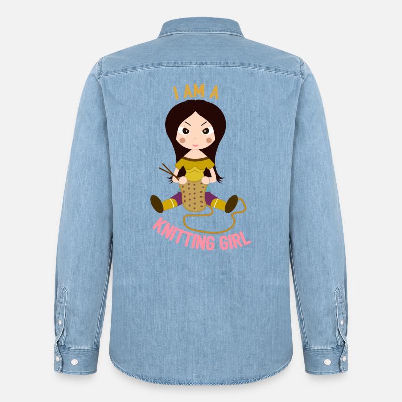 Ich bin ein Strickmädchen - Männer Jeanshemd Organic von Stanley/Stella - verwaschenes Hellblau