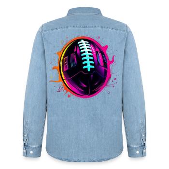 American Football Ball Steamwave - Men’s Organic Denim Shirt by Stanley/Stella - light wash - Back - AI Model Male 185 light (185cm)