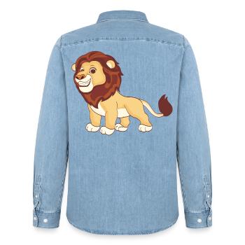A magnificent lion - Men’s Organic Denim Shirt by Stanley/Stella - light wash - Back - AI Model Male 185 light (185cm)