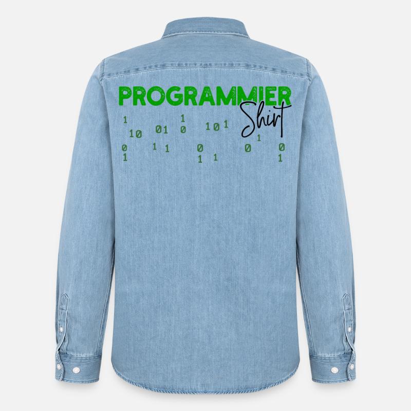 Programmeur Développeur Code Statement Scripting - Chemise en denim homme bio Stanley/Stella - bleu clair délavé