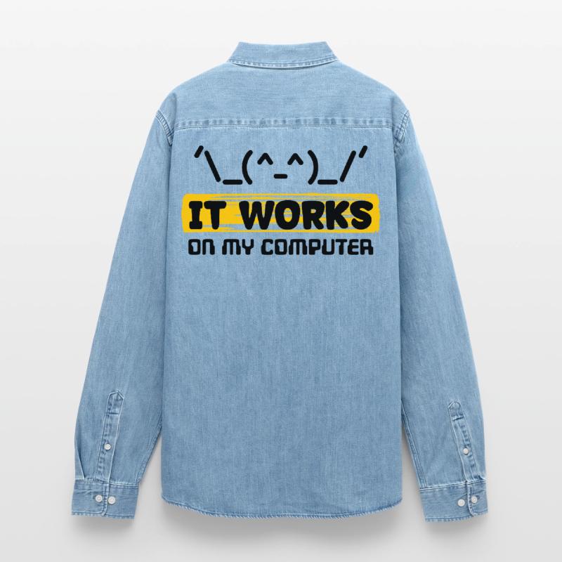 Déclaration du développeur Coden Scripting Computer Geek Chemise en denim homme bio Stanley/Stella