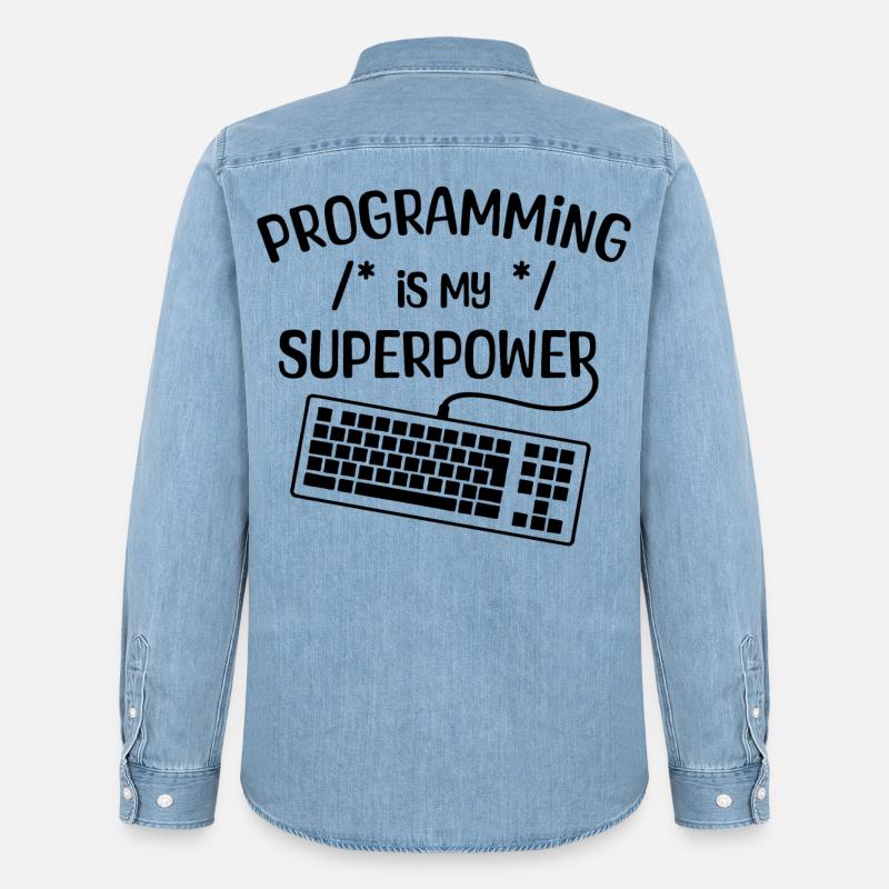 Computer Freak Statement Developer Programmer - Men’s Organic Denim Shirt by Stanley/Stella - light wash