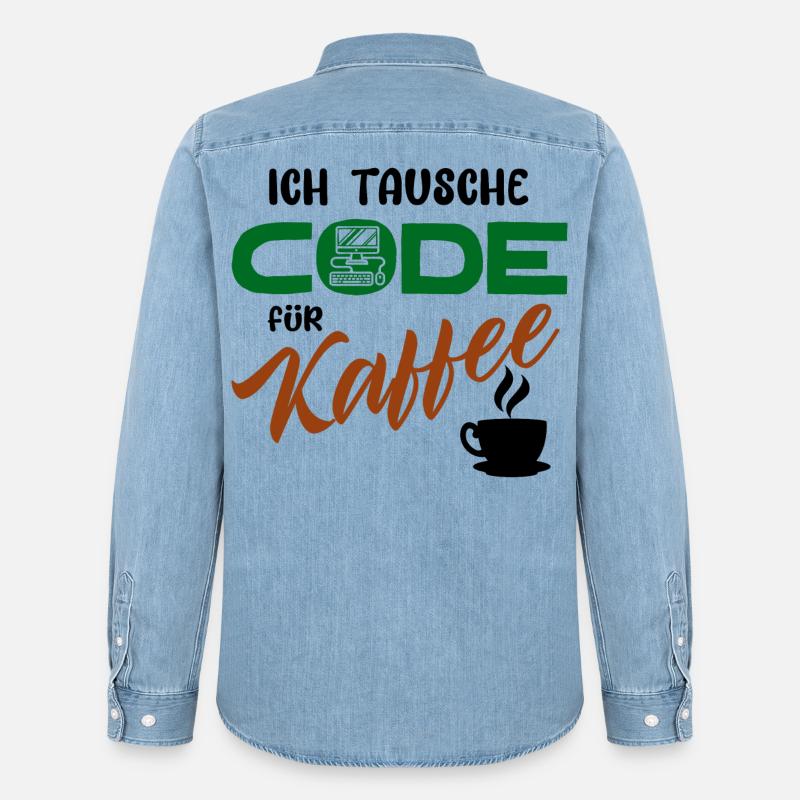 Programmierer Softwareentwickler Developer Code - Männer Jeanshemd Organic von Stanley/Stella - verwaschenes Hellblau