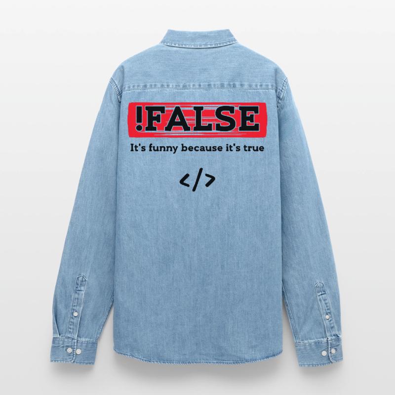 Code Debug Programmer Developer Funny Sayings Men’s Organic Denim Shirt by Stanley/Stella