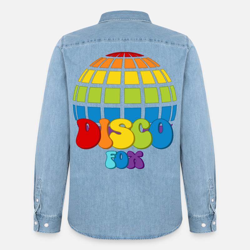 Disco Fox Discokugel Groovy Discothek Discofox - Männer Jeanshemd Organic von Stanley/Stella - verwaschenes Hellblau