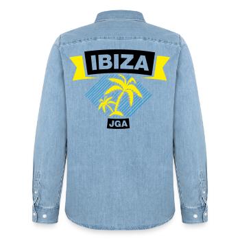 IBIZA Bachelor Party Crew - Men’s Organic Denim Shirt by Stanley/Stella - light wash - Back - AI Model Male 185 light (185cm)