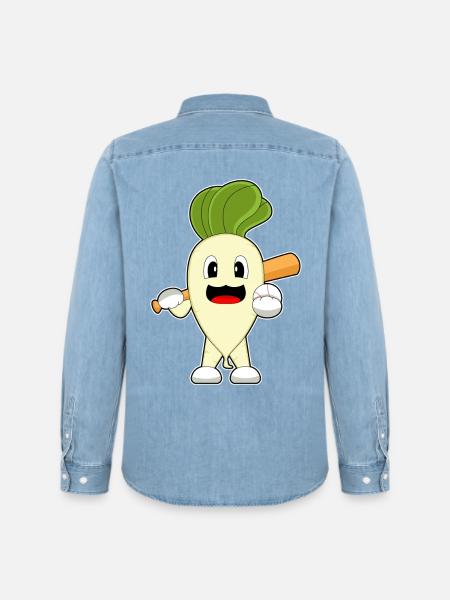 Radish Baseball Baseball Bat - Men’s Organic Denim Shirt by Stanley/Stella - light wash