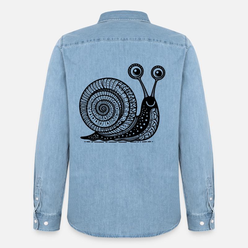 Snail's Pace: Langsame und stetige Zen-Kunst - Männer Jeanshemd Organic von Stanley/Stella - verwaschenes Hellblau