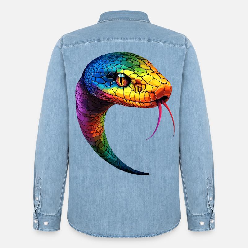 Schlange Python Kobra Mamba Klapperschlange Snake - Männer Jeanshemd Organic von Stanley/Stella - verwaschenes Hellblau