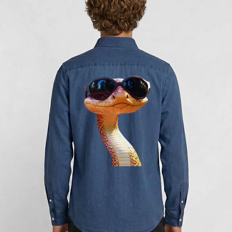 Snake Python Cobra Mamba Rattlesnake Snake Men’s Organic Denim Shirt by Stanley/Stella