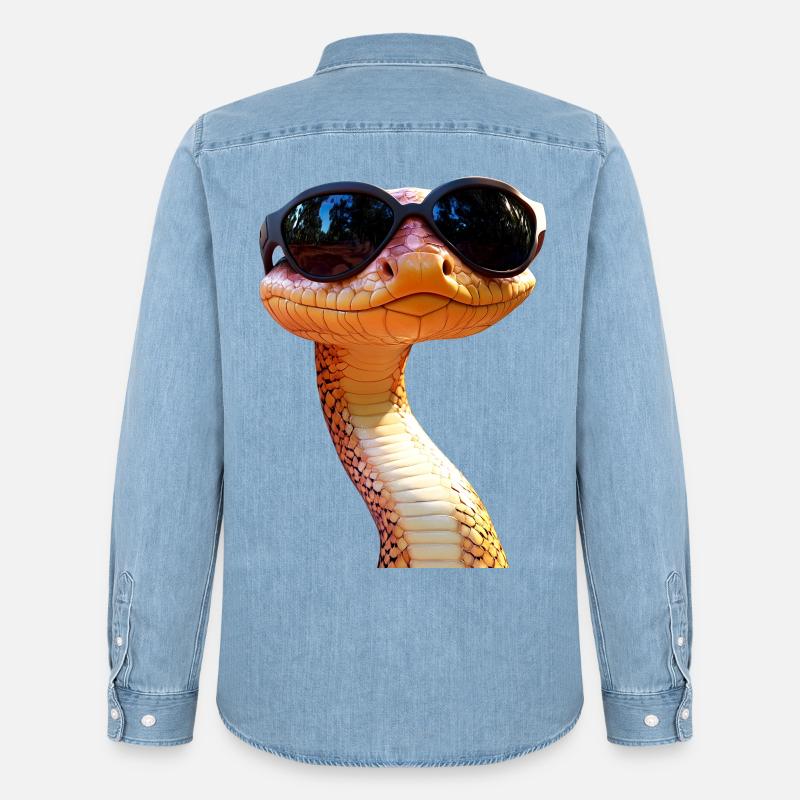 Schlange Python Kobra Mamba Klapperschlange Snake - Männer Jeanshemd Organic von Stanley/Stella - verwaschenes Hellblau