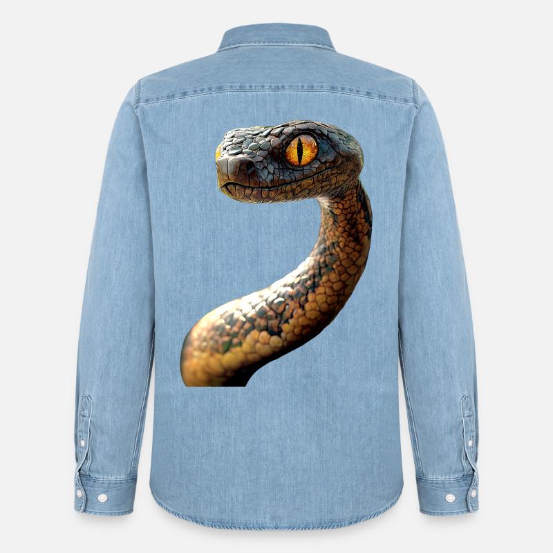 Schlange Python Kobra Mamba Klapperschlange Snake - Männer Jeanshemd Organic von Stanley/Stella - verwaschenes Hellblau