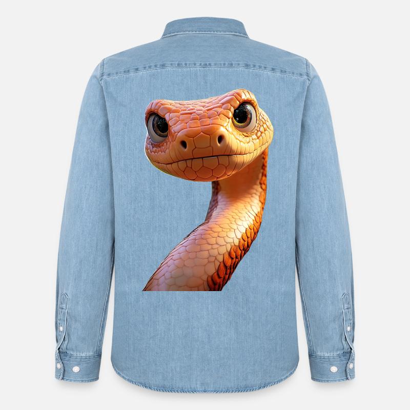 Schlange Python Kobra Mamba Klapperschlange Snake - Männer Jeanshemd Organic von Stanley/Stella - verwaschenes Hellblau