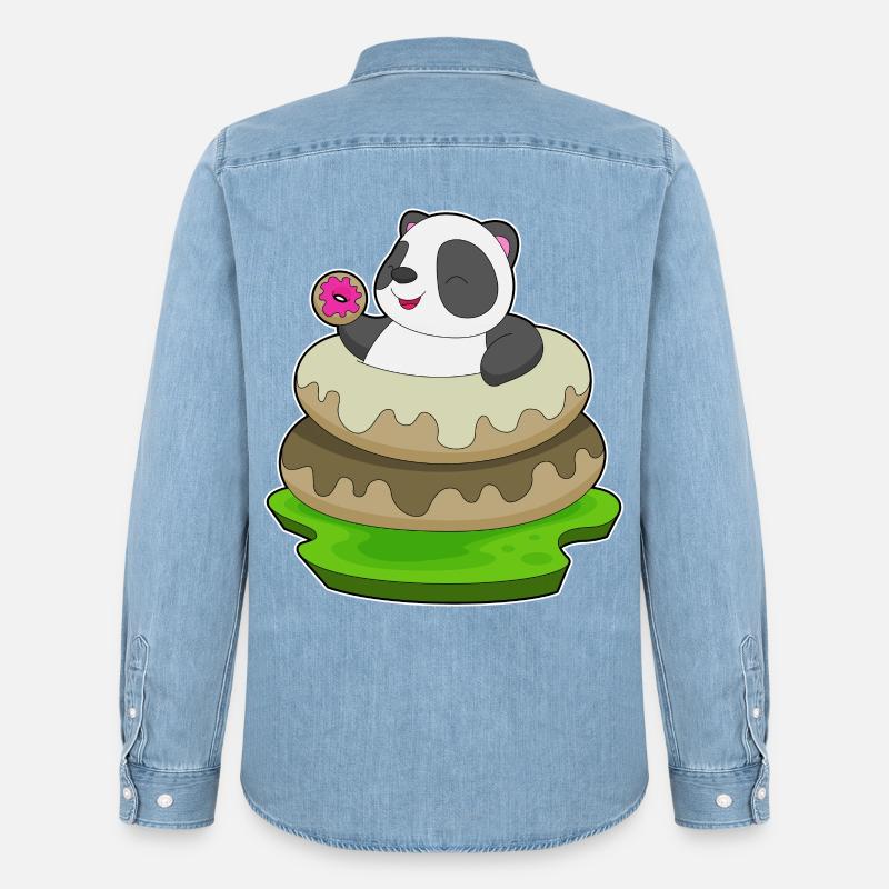 Panda Donuts - Männer Jeanshemd Organic von Stanley/Stella - verwaschenes Hellblau