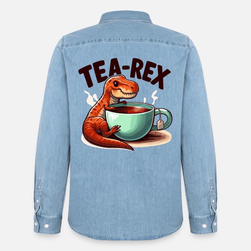 Tee Rex Tee-Rex Teetrinker Geschenk - Männer Jeanshemd Organic von Stanley/Stella - verwaschenes Hellblau