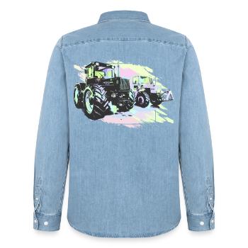 Klassische MB-trac Traktoren - Männer Jeanshemd Organic von Stanley/Stella - verwaschenes Hellblau - Hinten - AI Model Male 185 light (185cm)