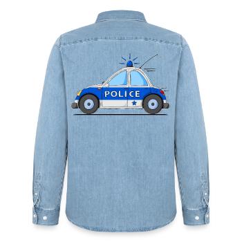 Police Car Police Blue - Men’s Organic Denim Shirt by Stanley/Stella - light wash - Back - AI Model Male 185 light (185cm)
