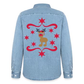 Funny gifts for Christmas - Men’s Organic Denim Shirt by Stanley/Stella - light wash - Back - AI Model Male 185 light (185cm)