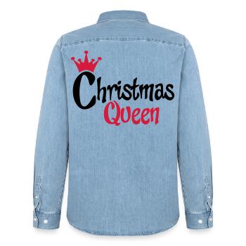 Funny Christmas T-shirt for women - Men’s Organic Denim Shirt by Stanley/Stella - light wash - Back - AI Model Male 185 light (185cm)
