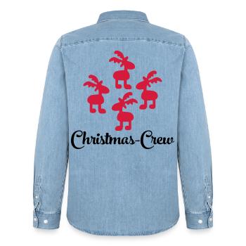 Funny T-shirt for the whole family for Christmas - Men’s Organic Denim Shirt by Stanley/Stella - light wash - Back - AI Model Male 185 light (185cm)