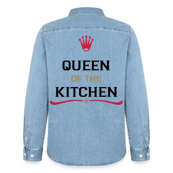 Funny sayings for women - Men’s Organic Denim Shirt by Stanley/Stella - light wash - Back - AI Model Male 185 light (185cm)