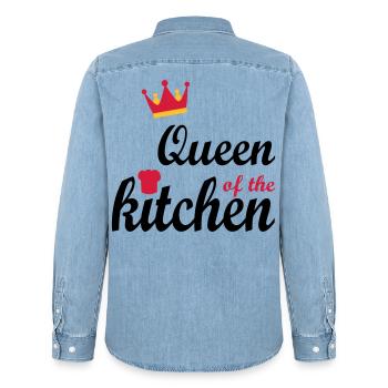 Cadeaux pour les femmes qui aiment cuisiner - Chemise en denim homme bio Stanley/Stella - bleu clair délavé - Dos - AI Model Male 185 light (185cm)