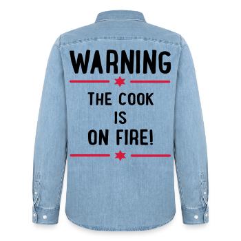 Funny sayings for chefs - Men’s Organic Denim Shirt by Stanley/Stella - light wash - Back - AI Model Male 185 light (185cm)