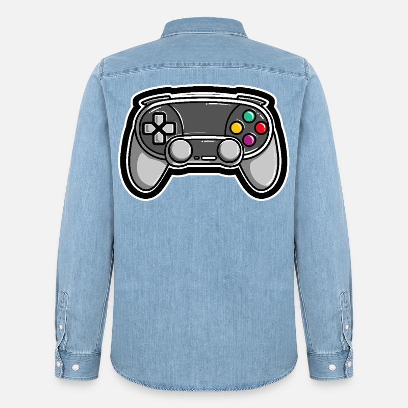 Spiel Controller - Männer Jeanshemd Organic von Stanley/Stella - verwaschenes Hellblau