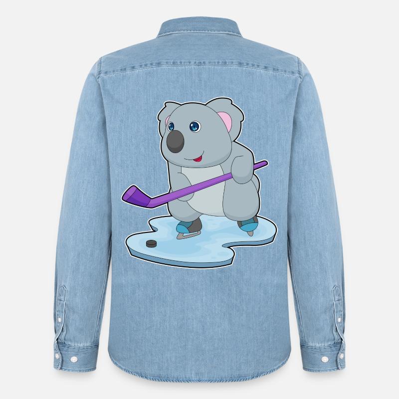 Koala Eishockey Eishockeyschläger - Männer Jeanshemd Organic von Stanley/Stella - verwaschenes Hellblau