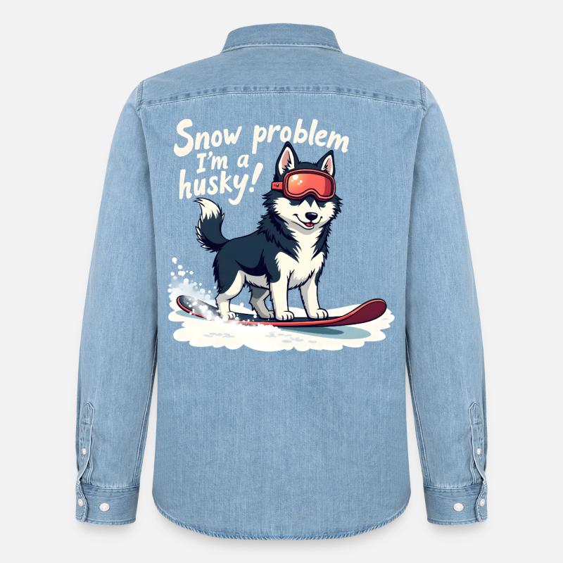 Kein Problem, ich bin ein Husky! - Männer Jeanshemd Organic von Stanley/Stella - verwaschenes Hellblau