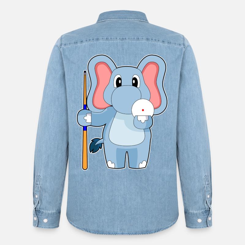 Elefant Billiard Queue - Männer Jeanshemd Organic von Stanley/Stella - verwaschenes Hellblau