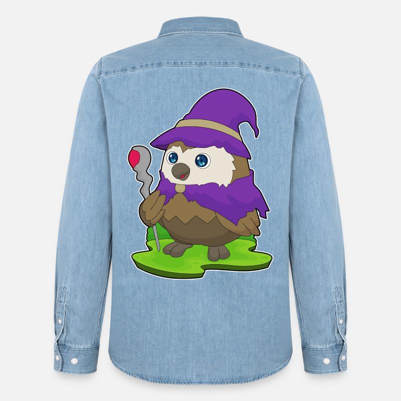 Eule Halloween Hexe - Männer Jeanshemd Organic von Stanley/Stella - verwaschenes Hellblau
