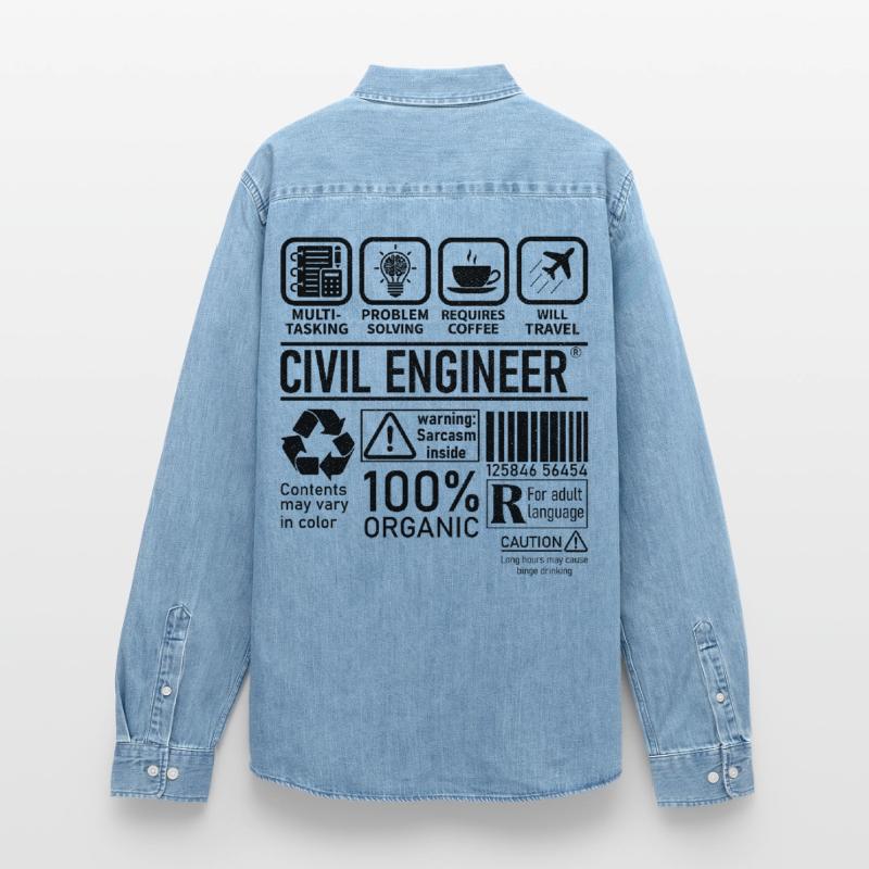 Civil Engineer multi tasking problem solving Men’s Organic Denim Shirt by Stanley/Stella
