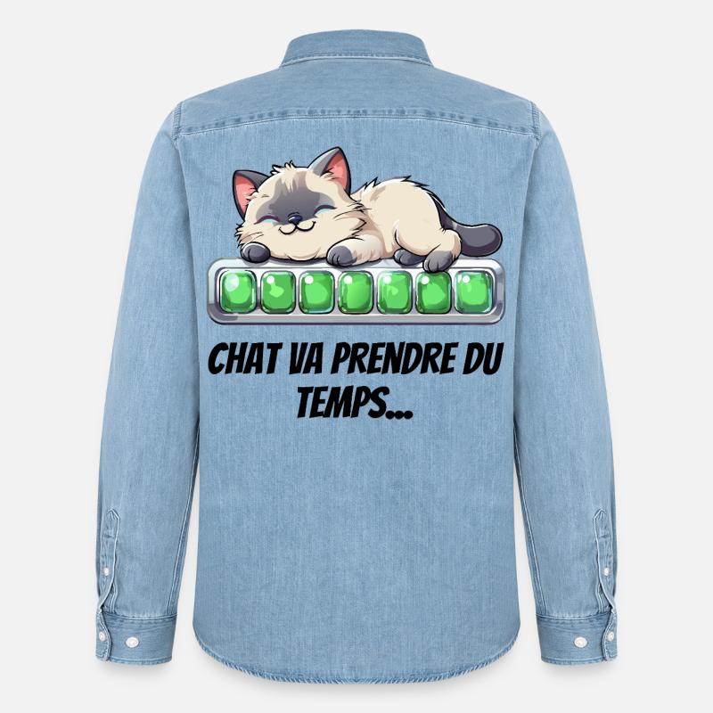 Katze wird Zeit brauchen - süßes Kätzchen - Männer Jeanshemd Organic von Stanley/Stella - verwaschenes Hellblau