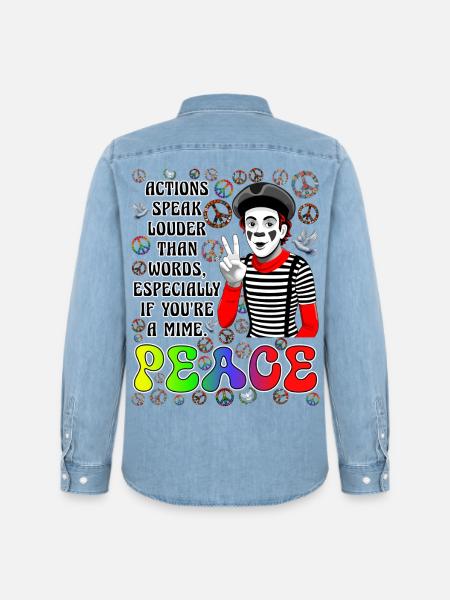 Frieden ist das Wichtigste - Männer Jeanshemd Organic von Stanley/Stella - verwaschenes Hellblau